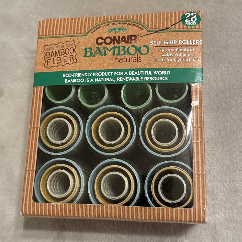 Conair Bamboo Naturals Self-Grip Rollers 28 Pieces Natural Bamboo Discontinued - Picture 1 of 4